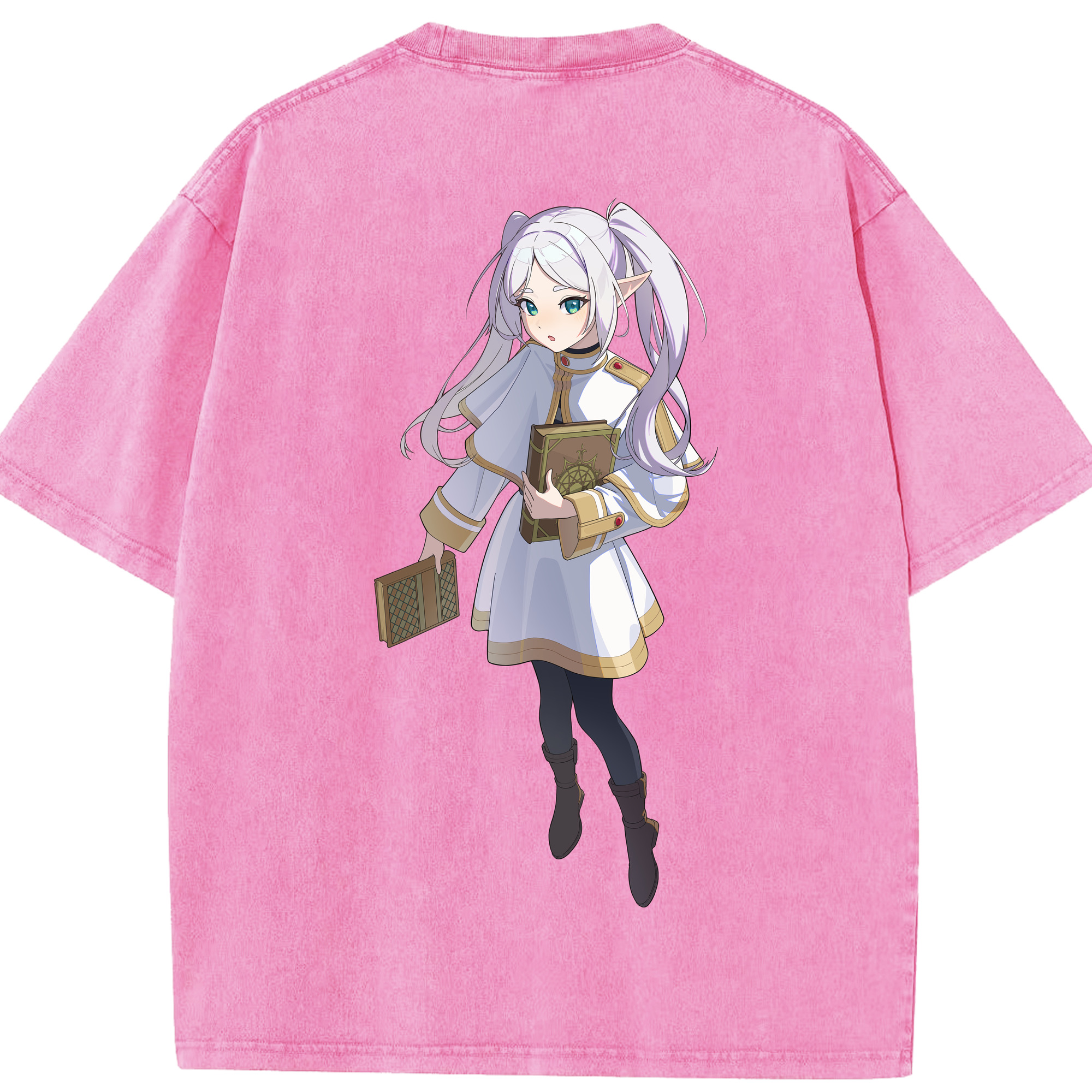（画像用） 葬送のフリーレン Frieren 綿100% ヴィンテージ風 半袖Tシャツ（背面プリント）